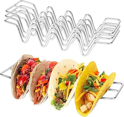 Set of 3 taco supports tacos in stainless steel stainlessness plates for accessories.. DIAYTAR NIGERIA: Revolutionizing accessibility to quality products at budget-friendly prices across Nigeria.