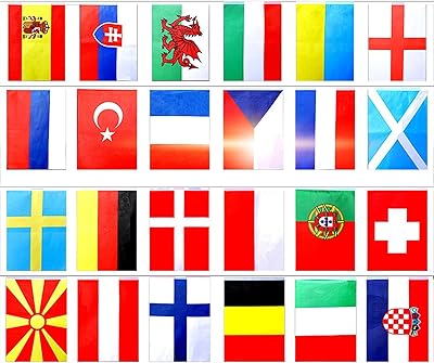 European Football string flags, fabric banner of the European football championship Euro 2021, flags of the 24 participating teams for garden decoration, bar and party 30x20 cm.. One platform, all your needs — DIAYTAR Nigeria delivers quickly.