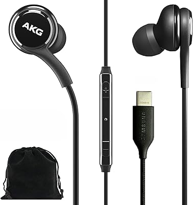 Samsung original AKG USB type C headphones with remote control and microphone for Galaxy A53 5G, S22, S21 Fe, S20 Ultra, note 10, note 10+, S10 Plus - braided - with velvet case - Black.. DIAYTAR NIGERIA: Making quality products accessible to all Nigerians at affordable prices.