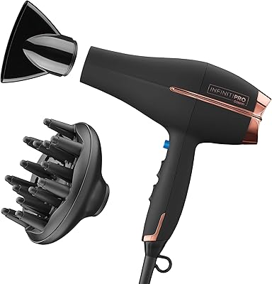 Conair Infinitipro hair dryer with diffuser, pro hairdryer with AC 1875 W engine with ceramic technology, includes a diffuser and a concentrator, black.. DIAYTAR NIGERIA: Making quality products accessible to all Nigerians at affordable prices.