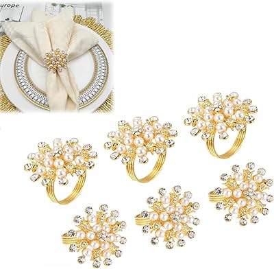 6 Pieces Gold Strales Round Flower Flower For Wedding For Wedding Kitchen Dining Table Hotel Linge Accessories Diamond Pearl Round Towel with Metal Cabinet.. DIAYTAR NIGERIA combines extensive product options with budget-friendly prices, delivered in 5-8 days.