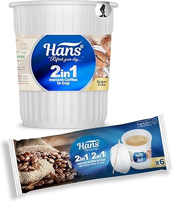 Instant Hans 2 in 1 coffee in a cup, Flow pack of 6 cups.. Shop smarter with DIAYTAR NIGERIA's vast product range and budget-friendly delivery within the week.