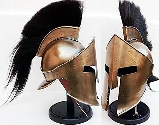 Medieval adult helmet King Leonidas Greek Spartan 300 with wooden support.. Enjoy low prices, wide selections, and reliable delivery with DIAYTAR Nigeria.