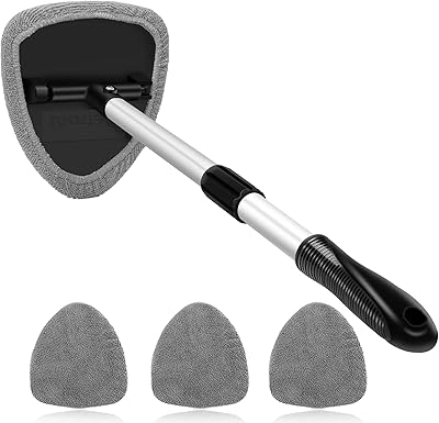 Car windshield cleaning brush, microfiber car window cleaner with 4 reusable and washable microfiber pads and extendable handle, automatic interior wipers kit, gray.. DIAYTAR NIGERIA: Where countless products meet affordable prices and reliable nationwide shipping.