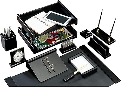 Bester wooden desk set of 11 pieces (black).. DIAYTAR NIGERIA combines extensive product options with budget-friendly prices, delivered in 5-8 days.
