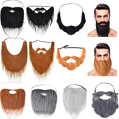 Wellbond 10 pieces False beard Halloween mustache, fun accessories for facial hair with elastic rope adjustable for costume party supplies for men and children, 10 styles, multicolored.. Shop with confidence at DIAYTAR NIGERIA, offering thousands of products with budget-friendly shipping.