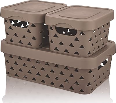 Multi-star Asian basket, set of 3 pieces (large x 1 + small x 2) with lid for storage / fruit basket, matching, large.. DIAYTAR NIGERIA: Your one-stop e-commerce destination with affordable prices and nationwide delivery in 5-8 days.
