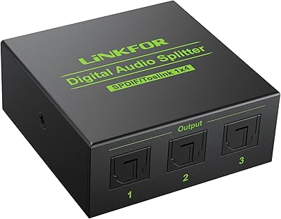 LINKFOR 1X4 SPDIF TOSLINK Optical Audio Distributor with Optical Cable TOSLINK Distribution in Aluminum Alloy 1 In 4 outputs supports LPCM 2.0 DTS Dolby-AC3 Compatible with PS3 DVD HDTV STB etc... Shop easy, pay less, get it fast — with DIAYTAR Nigeria.
