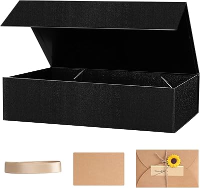 Extra wide magnetic black gift box, 17 x 10 x 4 inches (43 x 25.5 x 10 cm) Foldable black gift box for gift packaging.. Shop with ease at DIAYTAR NIGERIA and enjoy our extensive product range delivered at affordable rates.