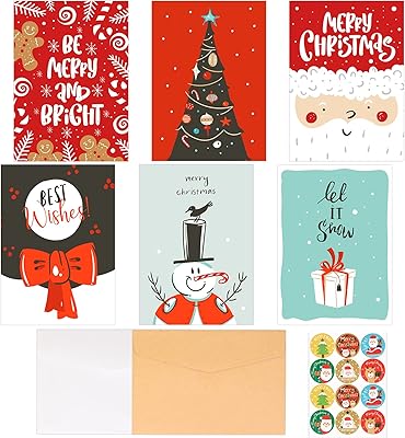 Set of Christmas greeting cards Lucleg 24 pieces, 6 models with envelopes and labels to seal, matching Christmas greeting cards, Christmas gift labels for Christmas party supplies.. Shop without boundaries at DIAYTAR NIGERIA, offering extensive variety at prices you'll appreciate.