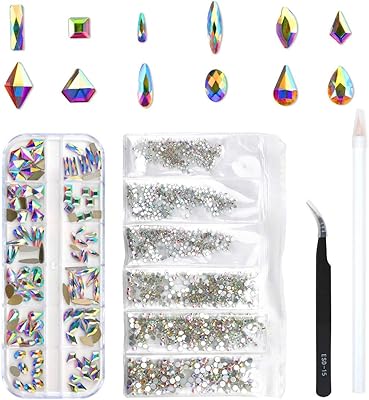 Lienjaer 120 pieces of Multi-Form Glass Crystal AB Crystal for Nail Crafts.. You shop, we deliver — quick and easy with DIAYTAR Nigeria.