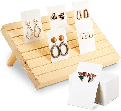 Wooden earrings display, rustic wooden visit holder for earring display and cardboard jewelry display for sale of earrings and jewelry, display of photos and business cards (wood).. Big selection, small prices — shop now on DIAYTAR Nigeria.