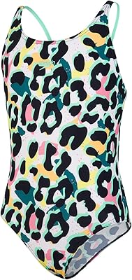 Speedo junglespeak olver swimsuit for girl, black/white, 15-16 years.. DIAYTAR NIGERIA: Where shopping dreams come true with budget-friendly prices and nationwide shipping.