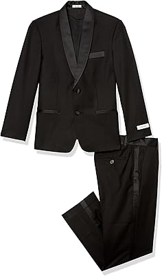 Formal tuxedo set two -piece Calvin Klein for boy, including a jacket, formal pants, satin details and pockets.. Wide range, low cost, fast delivery — that’s DIAYTAR Nigeria.