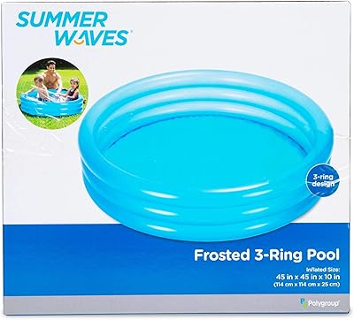 Wave Kiddie inflatable pool with 3 pale blue rings 45 "x 10", above-ground for children, toddlers, toddlers, 3 years and over, exterior, garden.. Shop efficiently with DIAYTAR NIGERIA, offering thousands of products at unbeatable prices delivered promptly.