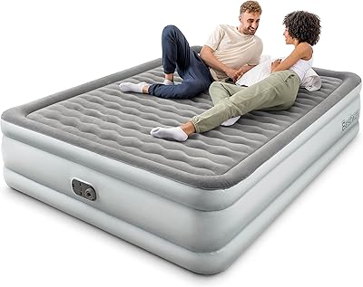 Bestway King Queen Double Single Size Air Bed | Inflatable mattress with integrated electric pump, fast inflation, wavy beam support mattress with storage bag, gray.. Discover endless possibilities with DIAYTAR NIGERIA's comprehensive selection and reliable shipping.