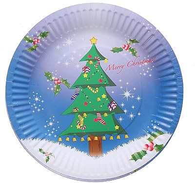 Disposable paper plates with Christmas tree print, set of 10 pieces, 9 inch size.. DIAYTAR NIGERIA brings satisfaction with every purchase through affordable prices and prompt shipping.