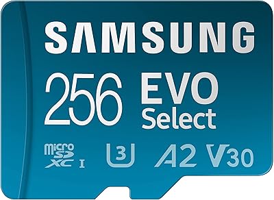 Card Micro SD SAMSUNG EVO Select and adapter 256 GB Microsdxc 130 MB/S FHD and 4K UHD UHS-I, U3, A2, V30, Extended storage for Android smartphones, tablets, Nintendo Switch (MB-ME256KA/AM).. Your trusted marketplace, DIAYTAR NIGERIA offers comprehensive selection with budget-friendly delivery.