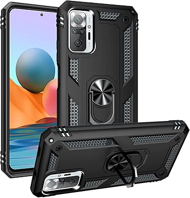 Protective shell for Xiaomi Redmi Note 10 PRO/NOTE 10 PRO MAX With TEMBED GLASS WALCH PROTECTOR, Support Ring, Rigid Silicone Shock -resistant Silicone shell, Black.. Shop the smart way with DIAYTAR NIGERIA's extensive selection and budget-friendly nationwide delivery.