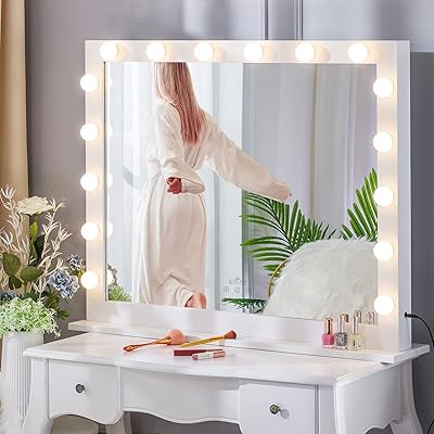 Luxury courtesy mirror with makeup lights, large Hollywood lit mirrors with 16 LED lights for dressing table, white.. Discover endless possibilities with DIAYTAR NIGERIA's extensive product range and affordable shipping.