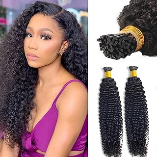 Extensions of curly human hair Itip 22 inch natural black I tip for women.. Find more for less — only on DIAYTAR Nigeria.