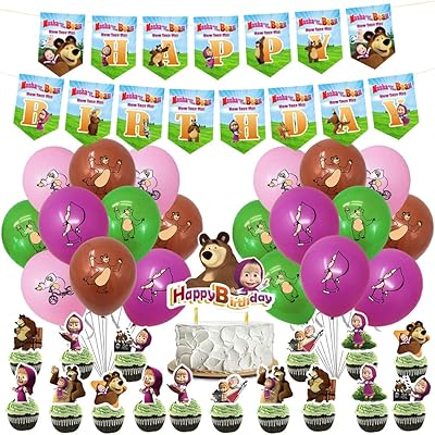 46pcs Ksopsdey Birthday party decorations Masha balloons and the Masha bear and the bear, Kit of cartoon birthdays for children, Masha birthday balls and the bear.. Browse, shop, and receive — DIAYTAR Nigeria keeps it simple.