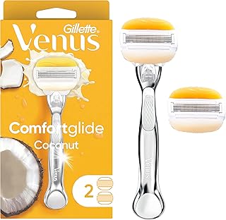 Razor for female gillitis from Comfortglide with coconut handle + rechargeable blades, silver, 2.. DIAYTAR NIGERIA: Where every Nigerian finds affordable products delivered within the week.