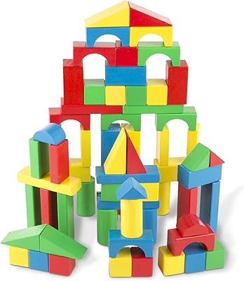 Set of Melissa & Doug wooden construction blocks - 100 blocks in 4 colors and 9 shapes.. Get more for less on DIAYTAR Nigeria — Nigeria’s favorite e-commerce platform.