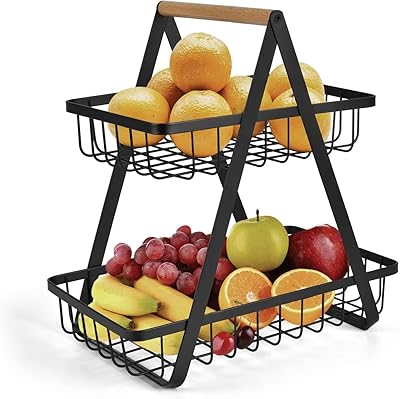 ECV fruit storage basket at 2 levels, vegetable display for cooking, black.. Shop with purpose at DIAYTAR NIGERIA, where your money goes further and delivery is always prompt.