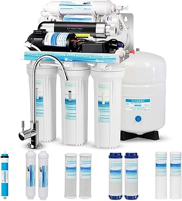Geekpure drinking water filter system with 6 steps per reverse osmosis 75 GPD - with UV filter - with overpressure pump and 4 additional filters.. DIAYTAR NIGERIA: Bringing quality products to your doorstep at prices that won't break the bank.