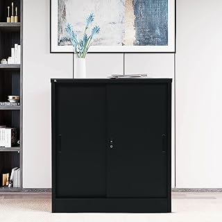 Calked sliding door cabinet in robust steel, low height of 0.7 mm (black).. Explore a world of choices with DIAYTAR NIGERIA's vast catalog and budget-friendly nationwide shipping.