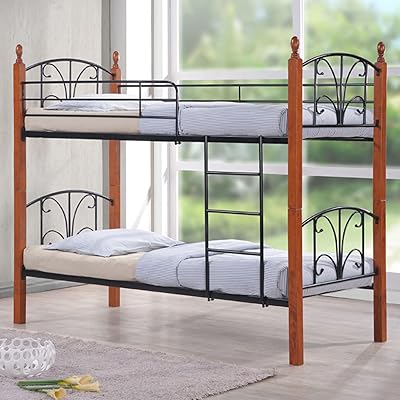 Boilled bed with wooden crank, double bunk bed, metal and solid wood bars, robust and durable for the house, baby house, apartment room studio - KB98.. Discover a world of affordable shopping with DIAYTAR NIGERIA's vast marketplace delivered to you in days.