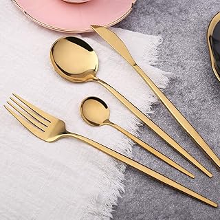 Shiwu 4 pieces set in polished stainless steel cutlery, knife, forks and kitchen spoons (gold).. Experience shopping satisfaction with DIAYTAR NIGERIA's vast selection and budget-friendly delivery options.