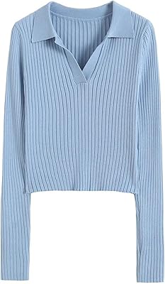 Zoikom sweaters, short knitting sweater adjusted in fashion for women, vintage polo colo with long sleeves, female sweaters, high chic (color: hortel, size: US-M).. Shop smart with DIAYTAR NIGERIA's vast selection and enjoy affordable shipping in just 5-8 days.
