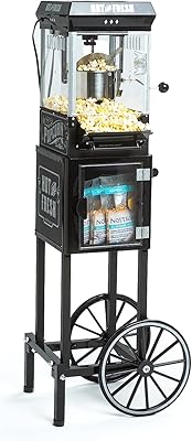 Nostalgic popcorn machine - Professional cart with 2.5 ounce boiler to prepare up to 10 cups - Vintage cinema popcorn machine - Black.. DIAYTAR NIGERIA makes online shopping accessible with our budget-friendly prices and reliable shipping.