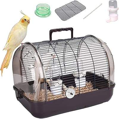 Shixi Home Cage with Portable Transparent Perrockery, Acrylic Acrylic Travel Cage with Birds, Vertical and Waterpower, Light and Bird Travel Bag for Outdoor Travel (L brown).. DIAYTAR NIGERIA: Empowering Nigerians with access to affordable products delivered within 8 days.