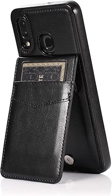 Leather case for Samsung Galaxy A20 with location for shock resistant protective cover 【Gift: 2 screen protectors】 - Black.. Shop with purpose and save with DIAYTAR NIGERIA's extensive platform and nationwide delivery service.