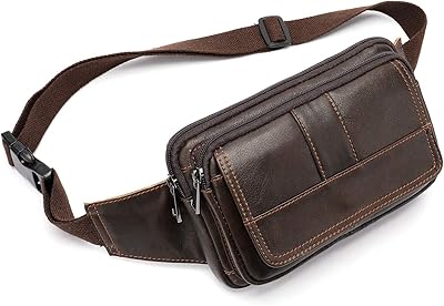Multi-leather Multi-Usage Banana Bag with Vintage Design with shoulder strap and hip wallet, coffee-2.. DIAYTAR NIGERIA: Where shopping meets satisfaction with affordable prices and prompt delivery services.