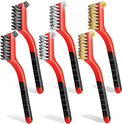 Wawasia Set of metallic brass brushes, stainless steel and nylon, small scratch brush with curved handle for cleaning rust, dirt and paint, 6 pieces.. DIAYTAR NIGERIA brings the marketplace to your home with budget-friendly prices and nationwide delivery.