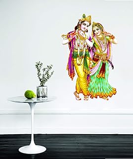 Radha Krishna decorative wall sticker (PVC vinyl, 58 x 38 cm, multicolored).. DIAYTAR Nigeria delivers happiness in 5–8 days, no matter what you buy.