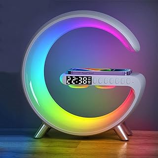 Wireless charger, Bluetooth speaker portable led, wireless charger with office lamp and RVB bedside night light, app-app, mini musical lamp with digital alarm clock (white).. Experience retail satisfaction with DIAYTAR NIGERIA's comprehensive platform and prompt shipping service.