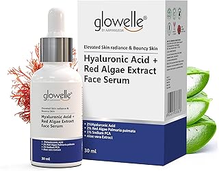 Face serum with Glowelle hyaluronic acid with aloe vera extract and red algae for high radiance and plump skin | Mem & Women | 30 ml.. DIAYTAR NIGERIA brings retail convenience to your screen with affordable prices and dependable shipping.