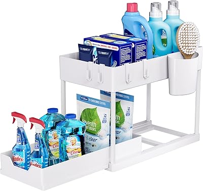 Organizer under sink Burecon retractable sliding drawer with two multi-purpose room layers.. Experience shopping satisfaction with DIAYTAR NIGERIA's vast selection and budget-friendly delivery options.