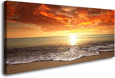 Baisuart-S0162 Impressions On Canvas Mural Sunset Ocean Beach Photos Paintings Photos For Living Room Decorations For Modern House Tenched And Framed Waves Sea Landscape Work.. DIAYTAR NIGERIA: Empowering Nigerians with access to affordable products delivered within 8 days.