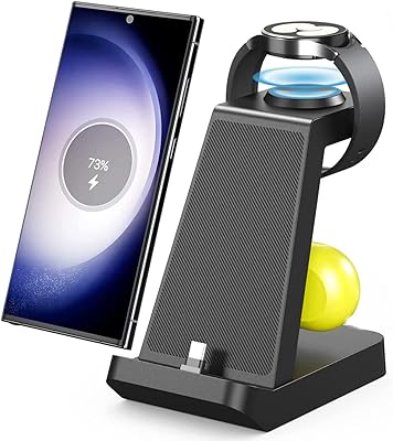 3 -in -1 wireless loading base for several Samsung devices, compatible with Galaxy Watch 5 Pro/4/3, compatible with Samsung Galaxy S23/S22/S21/Note 20/Z Flip/Z Fold and Galaxy Buds (without adapter).. DIAYTAR NIGERIA revolutionizes online retail with our extensive selection and dependable shipping service.