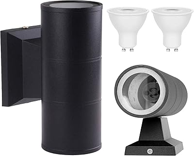 Modern exterior wall lamp for porch with interchangeable lamps aluminum body and tempered glass cover waterproof wall light (black, round).. DIAYTAR NIGERIA makes online shopping accessible with our comprehensive platform and prompt delivery service.