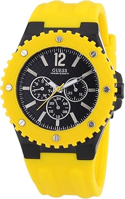 Multifunction quartz watch for men W11619G5 with plastic bracelet, black/yellow, bracelet.. DIAYTAR NIGERIA transforms dreams into deliveries with our affordable prices and reliable shipping.