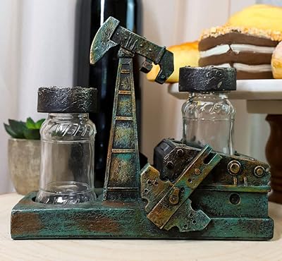 EBROS Gift 6 \ "Large Rustic Vintage Ancient Derrick Rig Pump Salt Glass and Pévrière Transporter Organizer Support 'Nodding Donkey' Model Kitchen Dining Room Dining room.. DIAYTAR NIGERIA brings satisfaction with every purchase through affordable prices and prompt shipping.