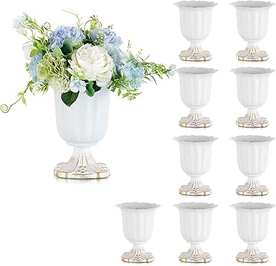 Sziqiqi vintage metal trumpet vase 10 pieces white in cast iron base.. DIAYTAR Nigeria — the online store where variety meets value.