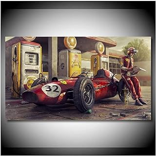 Alykdon Painting on canvas, Wall decoration for bedroom, vintage car posters printed Ferrari Classic Racing F1 Car, wall art for living room and office decoration (50 x 75 cm, without frame).. Discover the perfect balance of selection and value with DIAYTAR NIGERIA's nationwide delivery service.